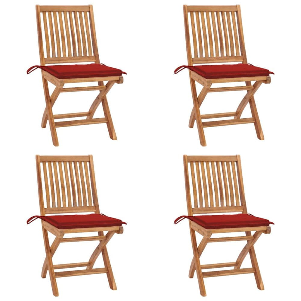 Petromila vidaXL Skladacie záhradné stoličky s podložkami 4 ks tíkový masív